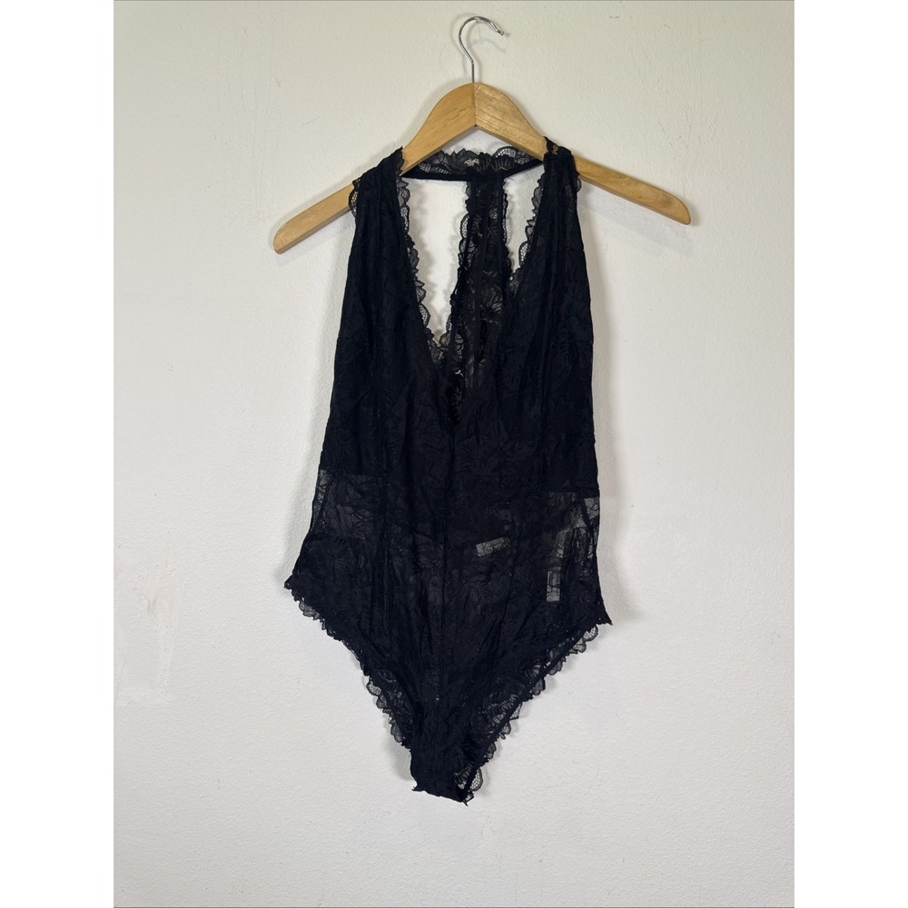 Intimately Free People Black Lace Bodysuit CP6726 0004 Womens Size L NWT